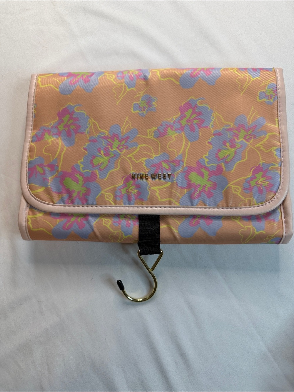 Nine West Peach Floral Hanging Cosmetic Case